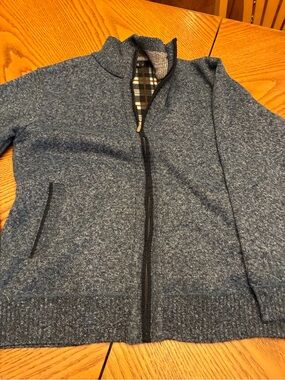 YeoKou Men’s Full Zip Sweater Jacket, Large, Cashmere Wool Blend, Plaid fleece